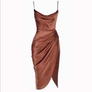 House of CB XS 'Reva' Toffee Satin Balcony Corset Dress